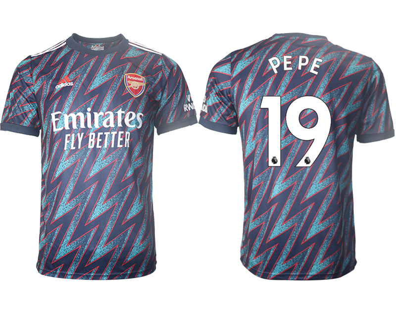 Men 2021-2022 Club Arsenal Second away aaa version blue #19 Soccer Jersey->customized soccer jersey->Custom Jersey